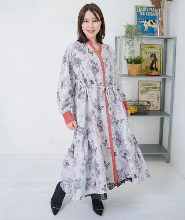 夢幻樂器燈芯絨長版洋裝 