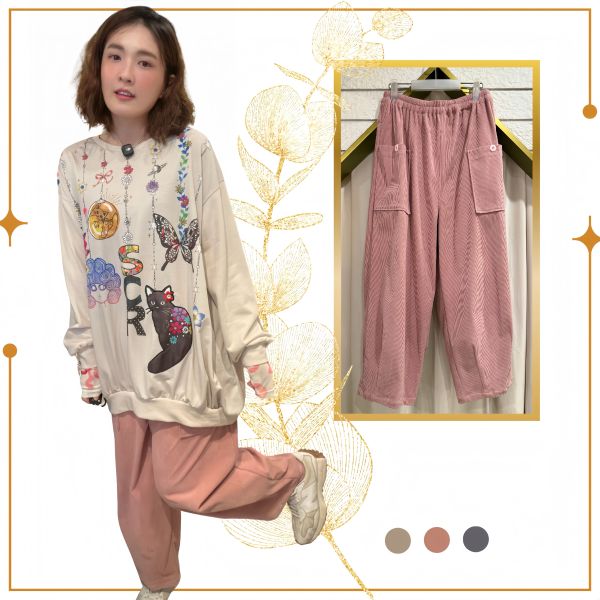 燈芯絨口袋工作褲 