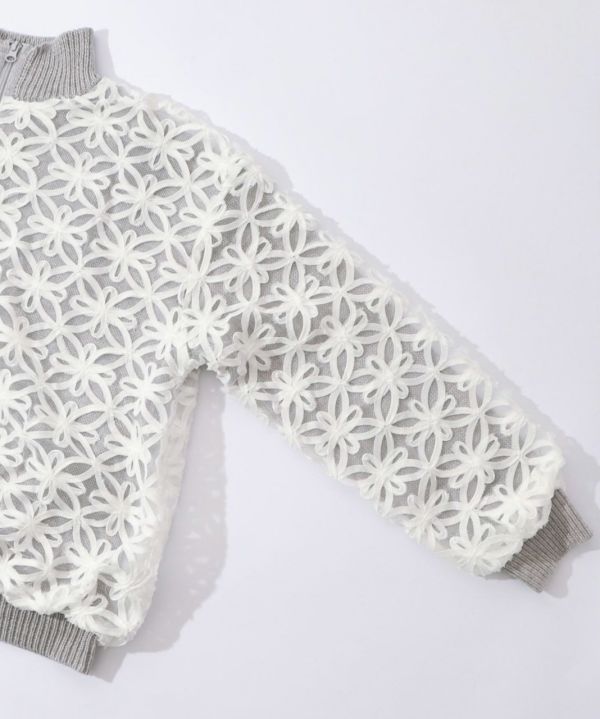 鏤空網織拼紗外套 