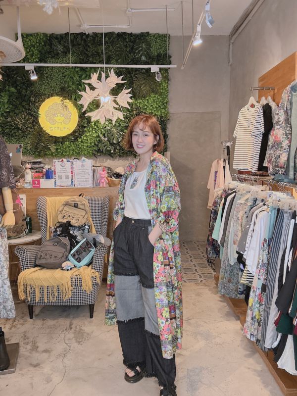 橘花朵/貓外星人長版洋裝 