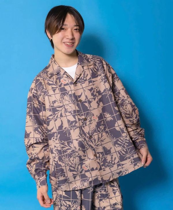 暈染/格子兔塗鴉襯衫 