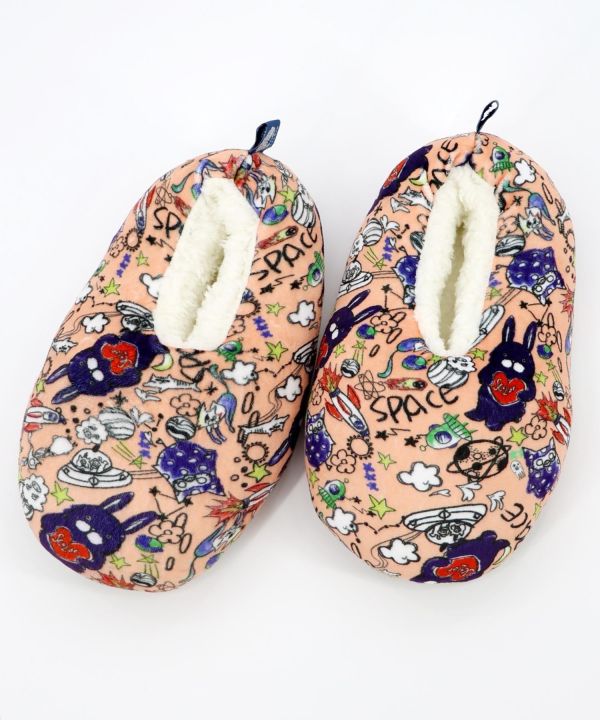 秋冬9月-滿版塗鴉造型毛鞋 