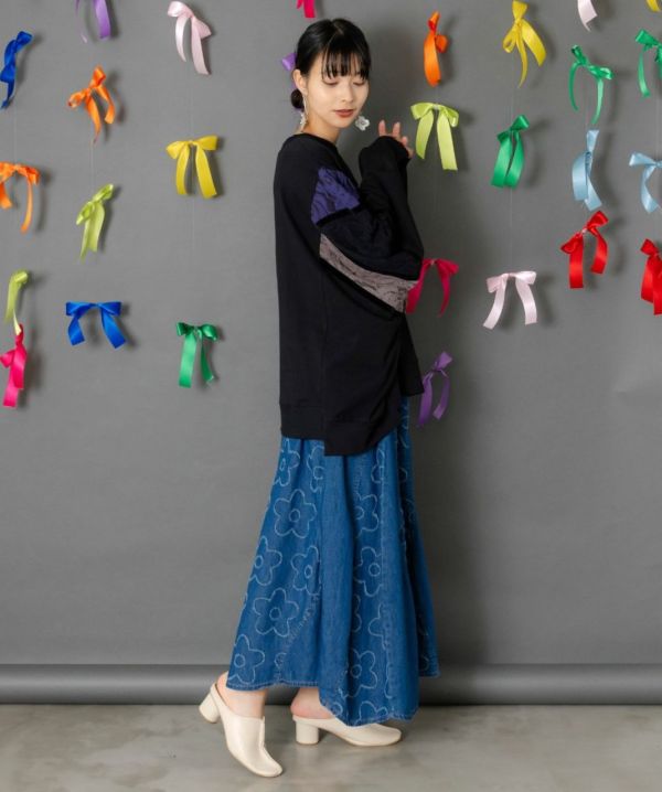 蕾絲帽貓拼接造型上衣 