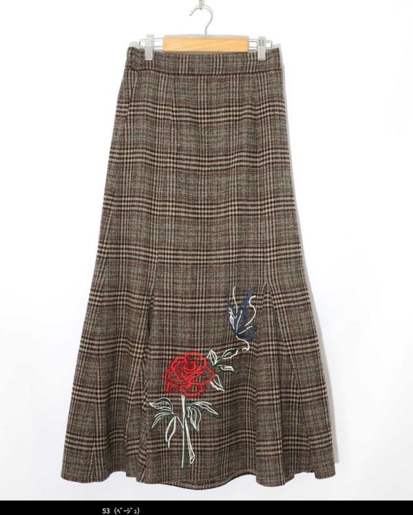 格紋玫瑰魚尾裙 