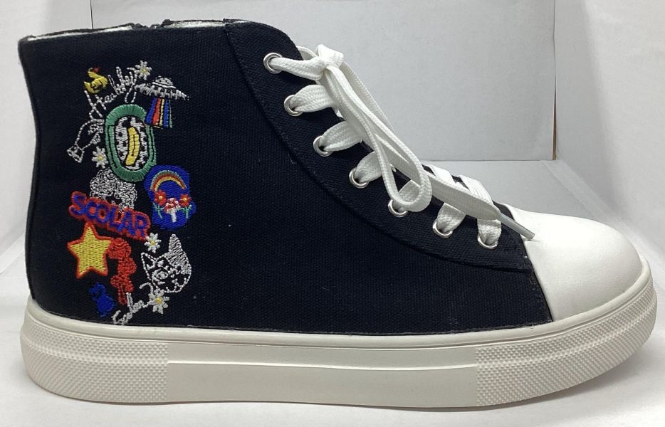 刺繡高筒帆布鞋 