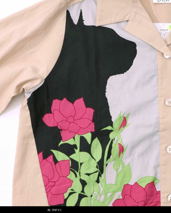 剪影貓咪花朵襯衫 