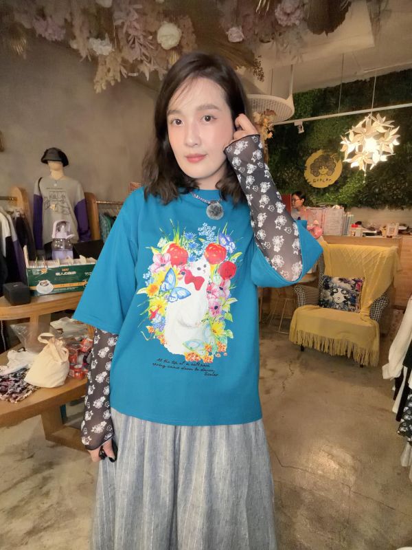 優雅貓咪真兩件式上衣 