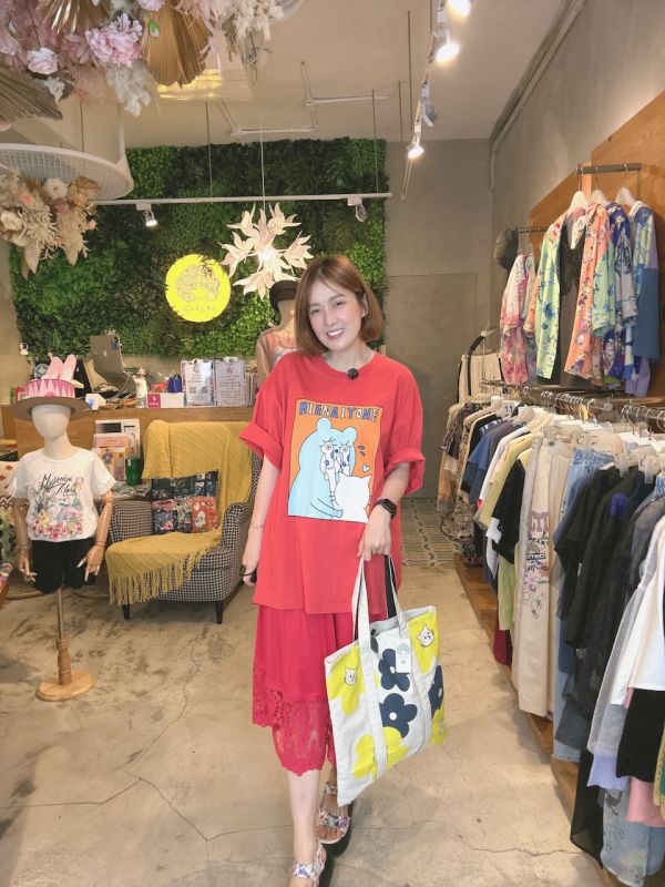 花朵貓咪帆布托特包 