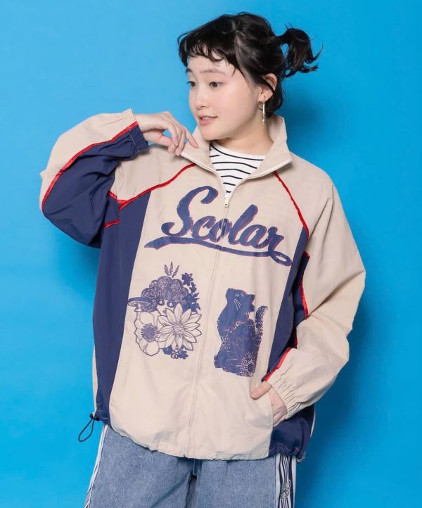 美式塗鴉貓咪立領風衣 