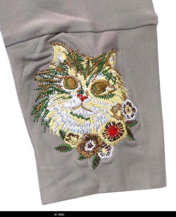 手袖貓咪刺繡內搭衣 