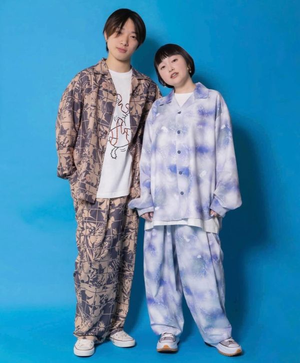 暈染/格子兔塗鴉褲 