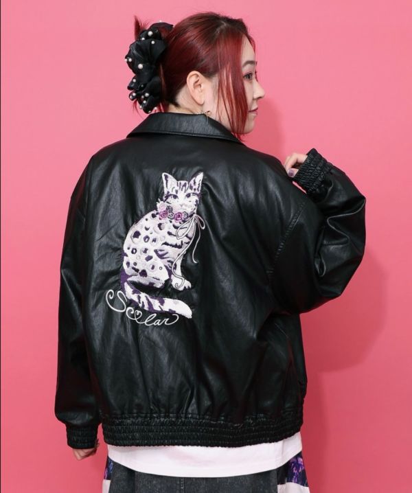 小豹貓皮革夾克外套 