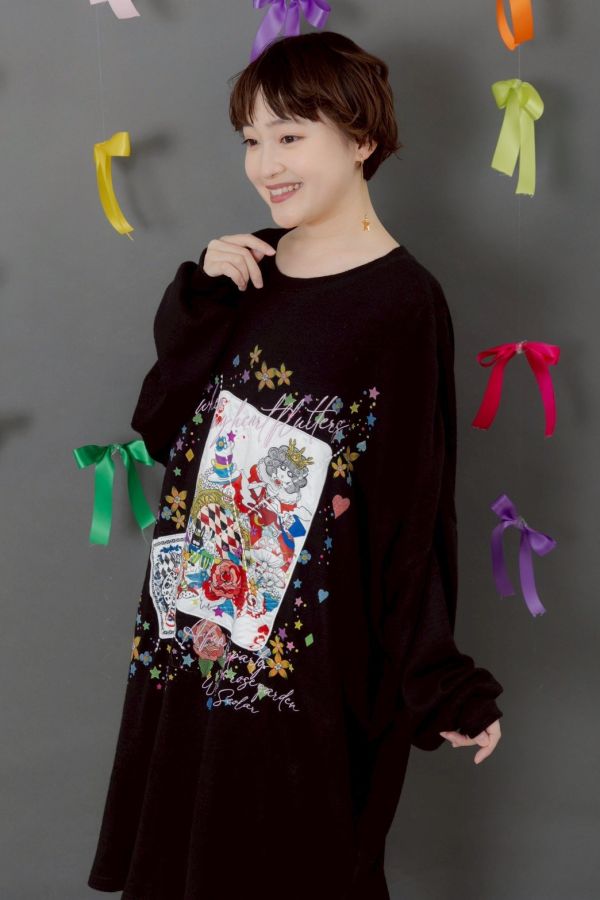 撲克牌貓咪長版上衣 