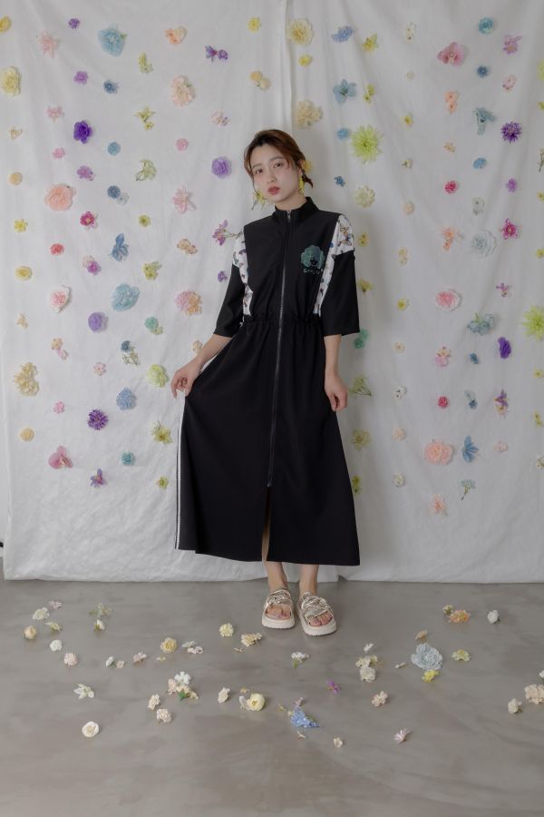 蝴蝶蕾絲抽繩長洋裝 