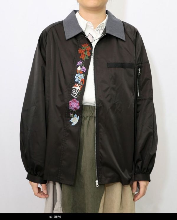 小狐狸刺繡拼紗短版夾克 