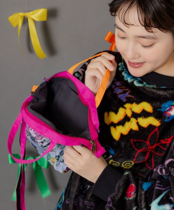 貓塗鴉星空條紋撞色包 