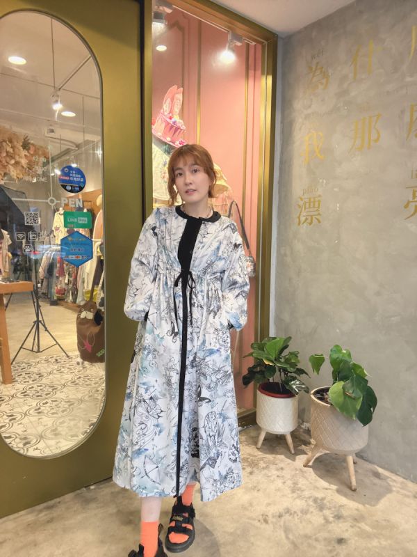 星座暈染口袋襯衫洋裝 