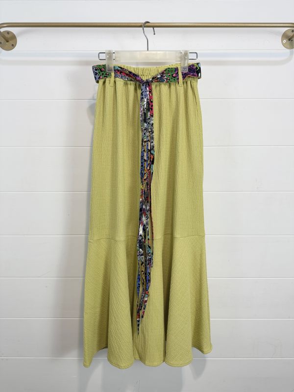 魚尾花繩腰帶裙 