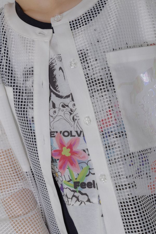 貓咪花朵圓形LOGO果凍外套 