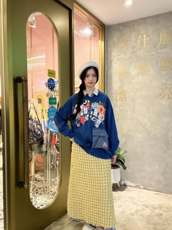 雙面穿-蘑菇方格泡泡裙 