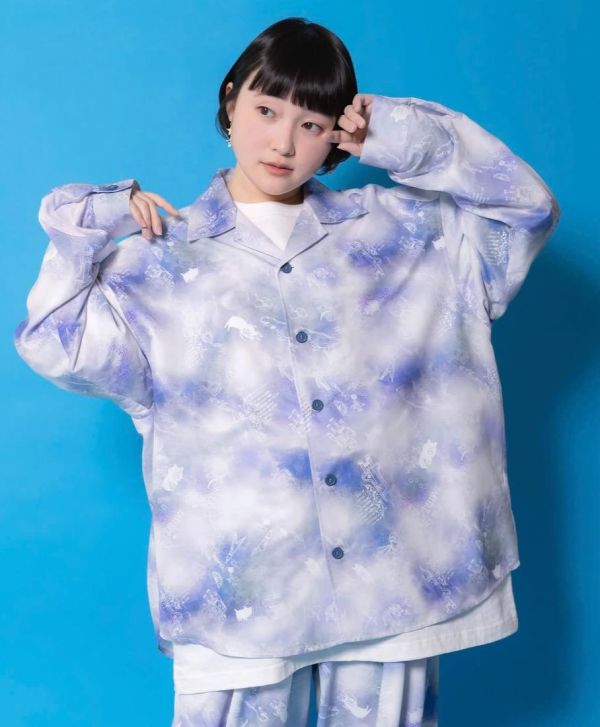 暈染/格子兔塗鴉襯衫 