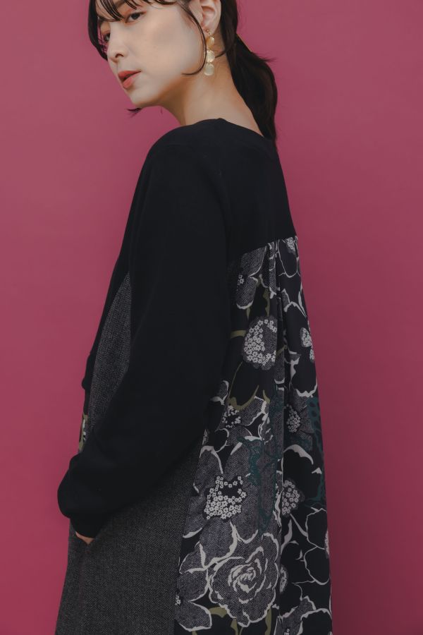 繁星花異材質拼接洋裝 