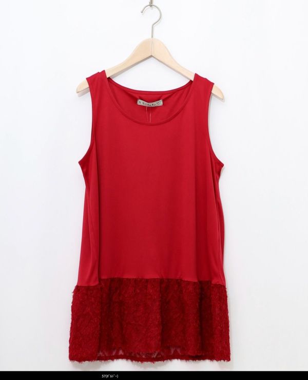 羽毛蕾絲簍空背心 