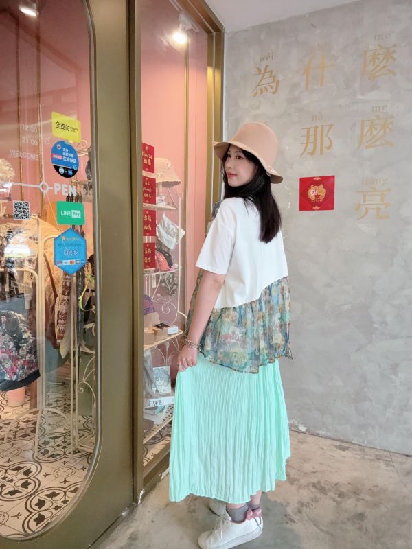 擺折飄逸皺皺裙 