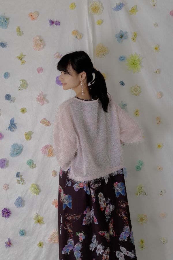 蝴蝶背心洋裝＆羽毛外上衣 