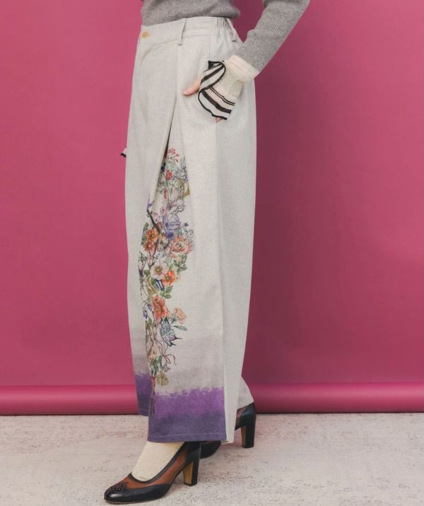 漸層花朵西裝寬褲 