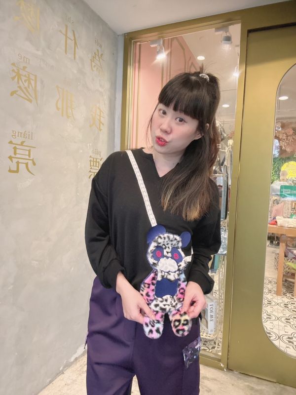 立體豹紋熊貓包上衣 