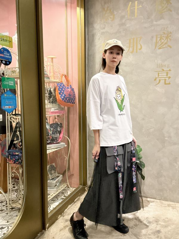 拼布線條口袋紗裙 