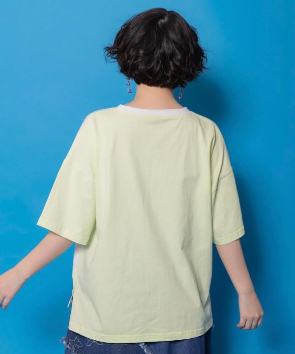 下午茶貓咪撞色上衣 