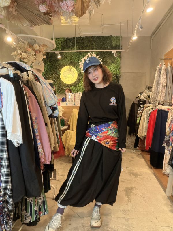 附絲巾-蘑菇娃頭長袖上衣 