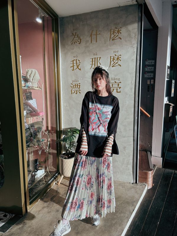 畫框袖子拉鍊款上衣 