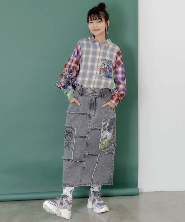 再生產-1月收到貨～格子拼接造型襯衫 