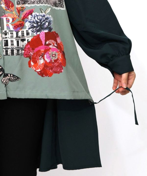 塗鴉造型圓弧襯衫 