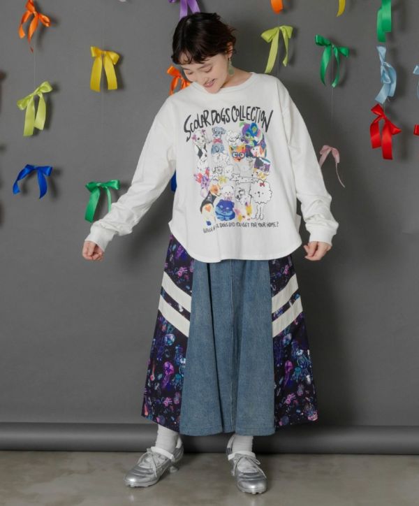 運動風星空牛仔A字裙 