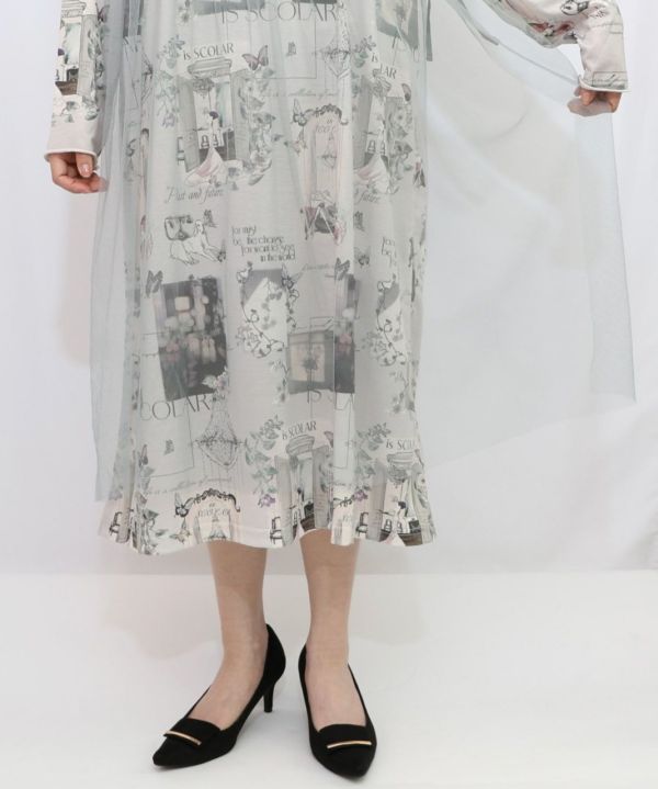 V領底片塗鴉長版上衣 