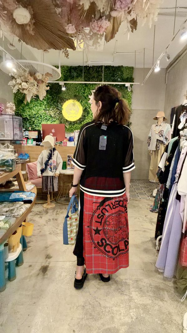 貓咪花朵圓形LOGO裙 