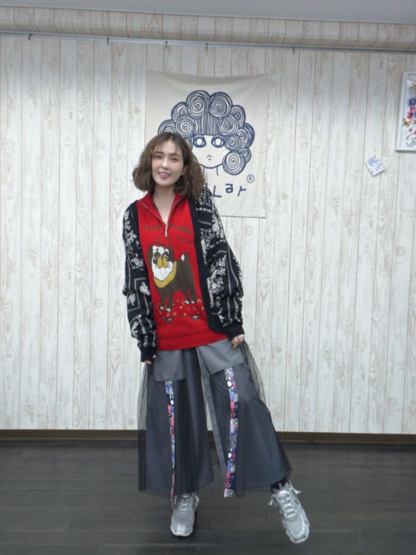 拼布線條口袋紗裙 