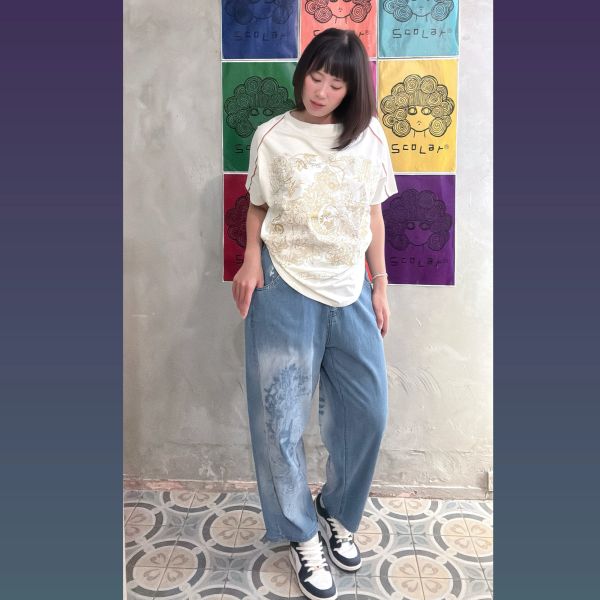 燙金微開肩上衣 