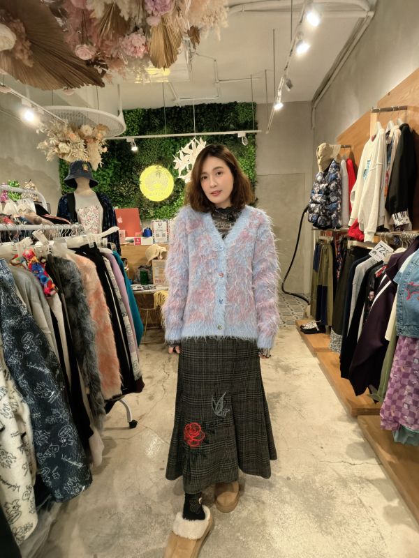 棉花糖毛絨V領外罩 