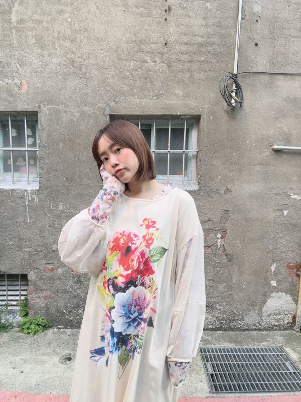 水玉寫實花長上衣 