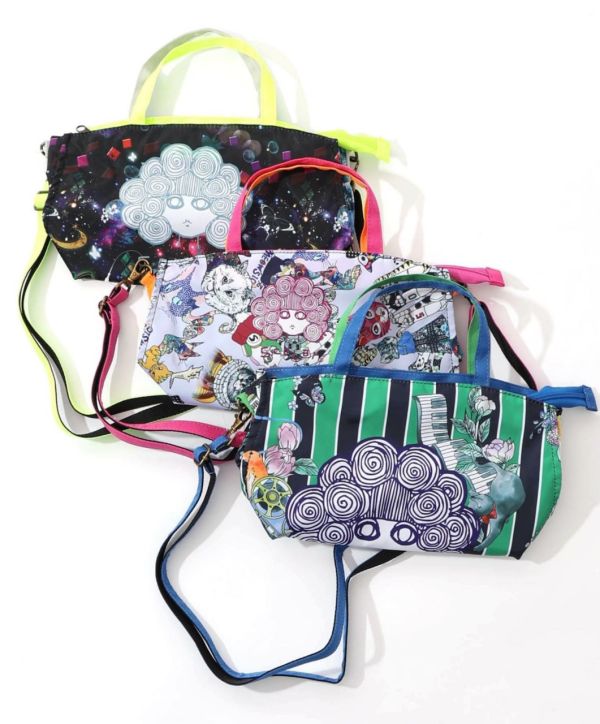 貓塗鴉星空條紋撞色包 