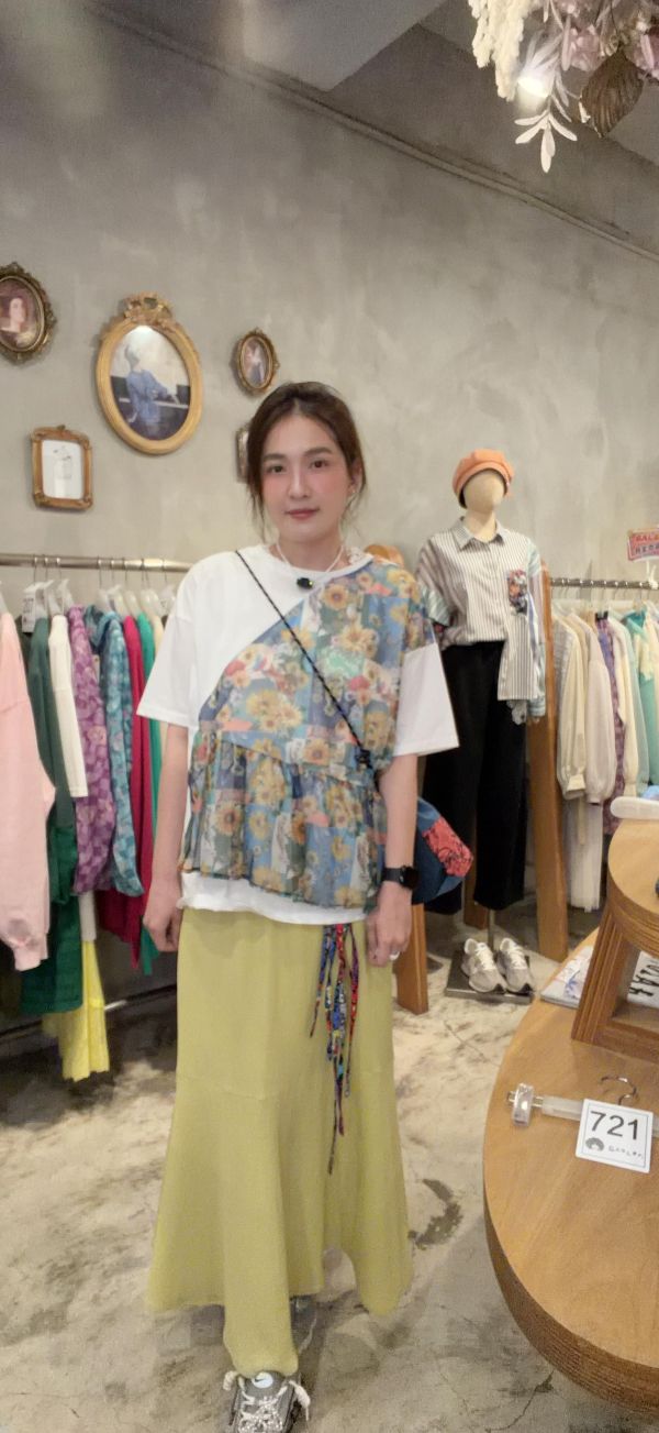 魚尾花繩腰帶裙 