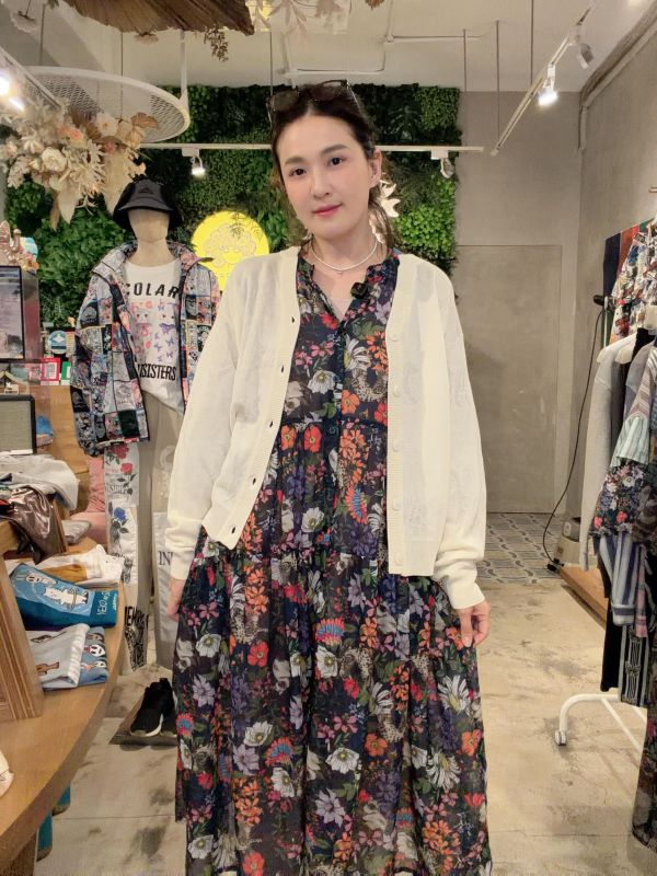 花豹貓咪碎花洋裝 