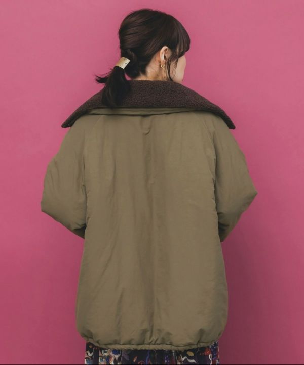 可拆領-花朵刺繡鋪棉夾克 