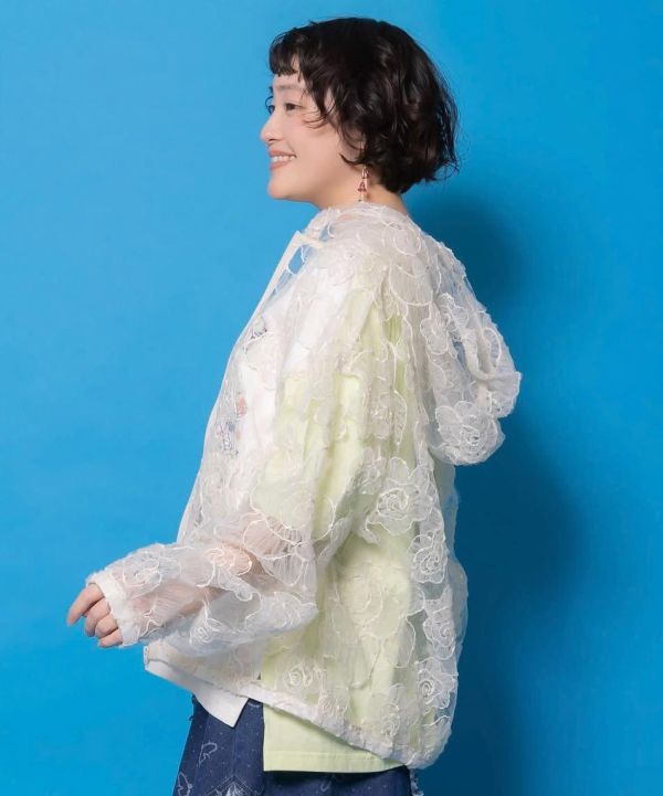 立體花朵蕾絲連帽造型外套 