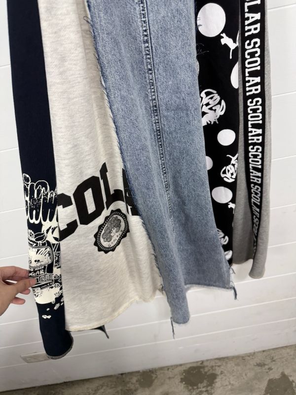 點點牛仔拼接裙 